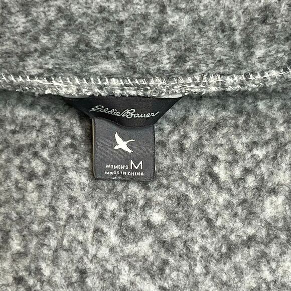 Eddie  Bauer heathered gray full zip 4 pocket fleece jacket size M - Picture 14 of 16